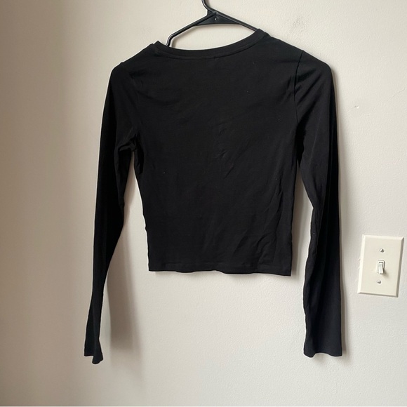 Set of 2: Black and Red Striped basic long sleeve tops stretchy form fitting XS - Picture 10 of 14